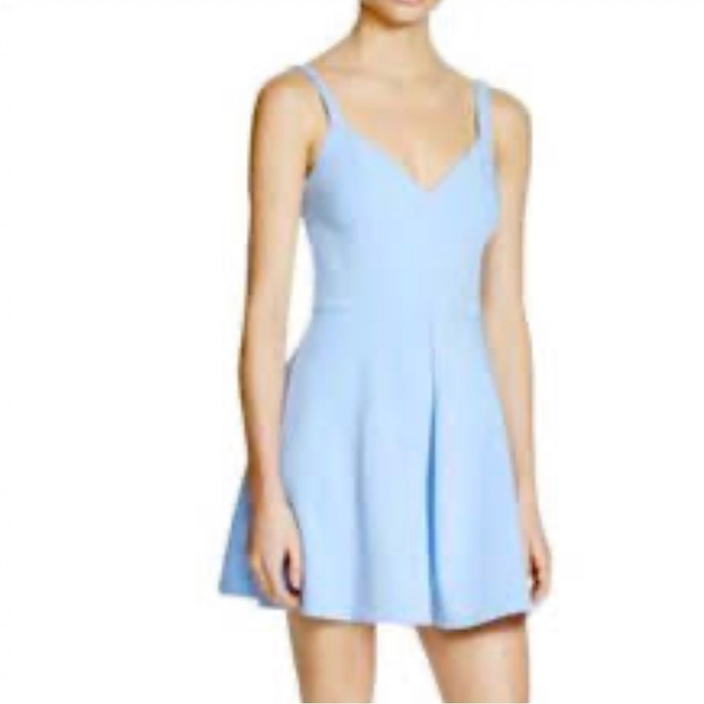Likely Light Blue Fit & Flare Graduation Dress Sweetheart Neck Mini Party Dress